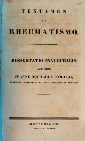 Tentamen de rheumatismo