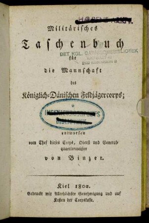 Militärisches Taschenbuch für die Mannschaft des Königlich-Dänischen Feldjägercorps
