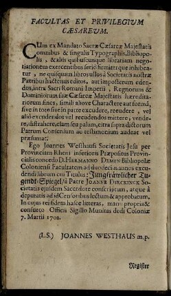 Facultas Et Privilegium Cæsareum