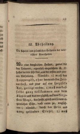 III. Abtheilung. Die sicheren und gründlichen Heilarten der venerischen Krankheiten