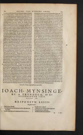 Ioach. Mynsingeri A Frundeck ... Responsorum Iuris Decas IX.