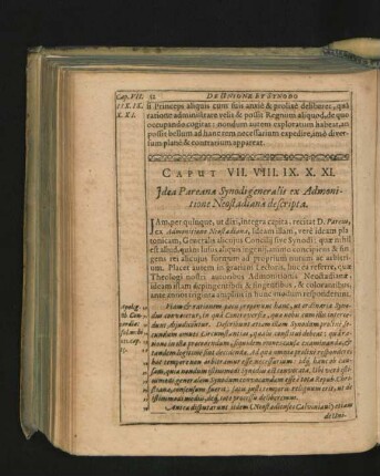 Caput VII. VIII. IX. X. XI. Idea Pareana Synodi generalis ex Admonitione Neostadiana descripta.