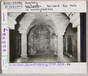 Quedlinburg: Burgberg, Westpalas, Ostwand der Halle im Untergeschoss