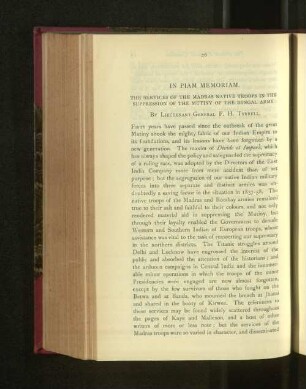 In Piam Memoriam. The Services of the Madras Native Troops in the Suppression of the Mutiny of the Bengal Army.