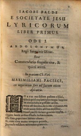Jacobi Balde è Societate Jesu Lyricorum Libri IV, & Epodon Lib. Unus. [Kupfertitel von C[ornlius] v[an] Dalen]