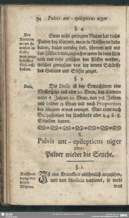 X. Pulvis ant-epilepticus niger Oder: Pulver wieder die Seuche