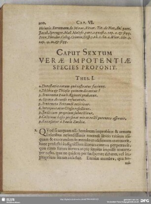 Caput Sextum Verae Impotentiae Species Proponit