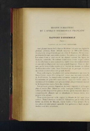 Mission Forestière De L'Afrique Occidentale Francaise.