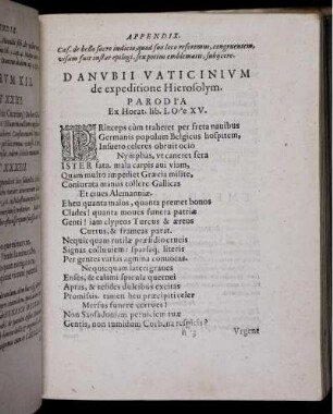 Danubii Vaticinium de expeditione Hierosolym. Parodia Ex Horat. lib. I. Ode XV.