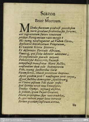 Scazon ad Beate Mortuum