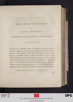 Introduction to Part the first: Containing some preliminary Observations