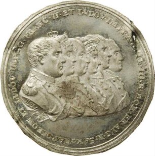 König Friedrich August I. - Treffen Napoleons mit dem österreichischen Kaiser und dem preußischen König in Dresden