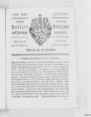 47tes Stück., Ausgabe vom 25. November 1778
