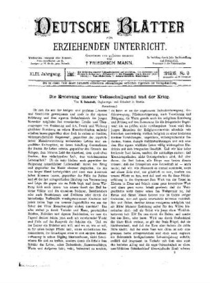 Die Erziehung unserer Volksschuljugend und der Krieg : (Fortsetzung)