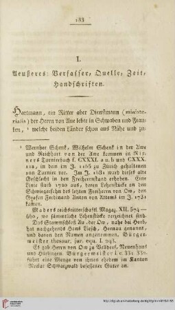 I. Aeußeres: Verfasser, Quelle, Zeit, Handschriften