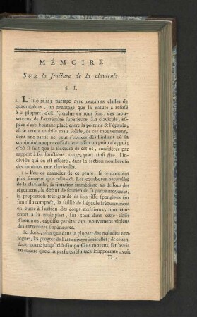 Mémoire sur la fracture de la clavicule.