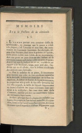 Mémoire sur la fracture de la clavicule.
