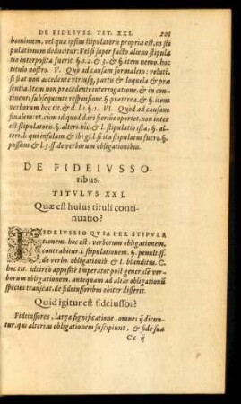 De Fideiussoribus. Titulus XXI.