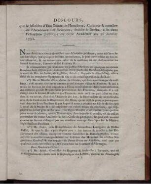 Discours, [...]