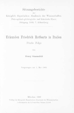 Urkunden Friedrich Rotbarts in Italien. 5