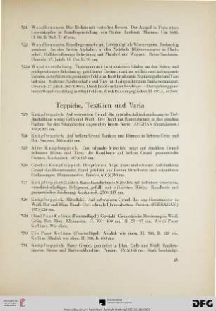 Teppiche, Textilien und Varia (Nr. 323-364)