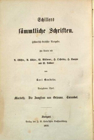 Schillers sämmtliche Schriften : historisch-kritische Ausgabe, 13. Macbeth