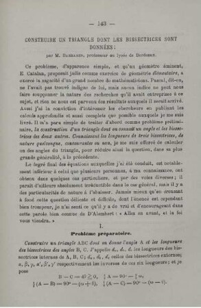 Construire un triangle dont les bissectrices sont données.