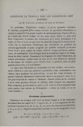 Construire un triangle dont les bissectrices sont données.