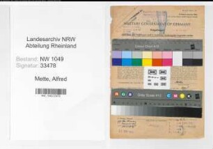 Entnazifizierung Alfred Mette , geb. 10.04.1898 (Bahnbeamter)