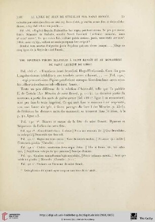 VIII. Diverses pièces relatives à Saint Benoît et au monastère de Saint Laurent de Liège