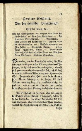 Zweiter Abschnitt. Von den tierischen Verrichtungen. Erstes Kapitel.