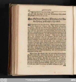 Von Gottes Gnaden Christian der Andre, Hertzog zu Sachsen, Churfürst.