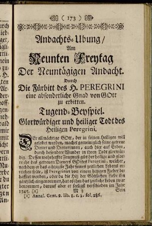 Andachts-Ubung/ Am Neunten Freytag Der Neuntägigen Andacht.