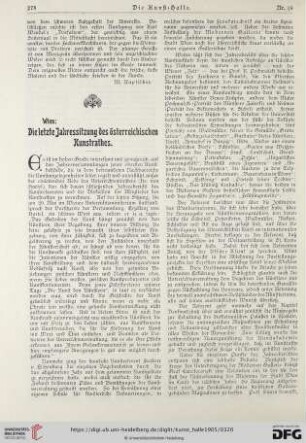 10: Wien: Die letzte Jahressitzung des österreichischen Kunstrathes