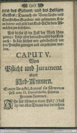 Caput V. Von Pflicht und Jurament einer Heb-Ammen
