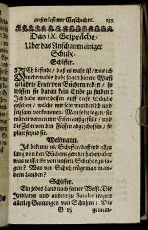 Das IX. Gespräche/ Uber das Anschauen einiger Schuhe.