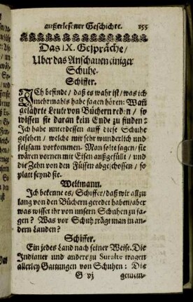 Das IX. Gespräche/ Uber das Anschauen einiger Schuhe.