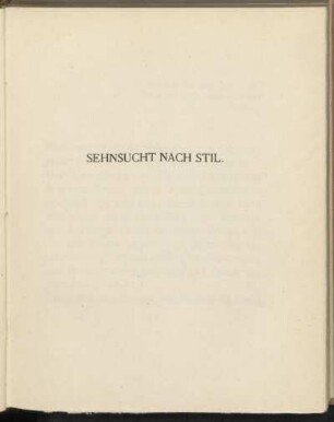 Sehnsucht nach Stil.