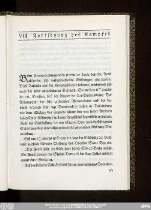 VIII. Fortsetzung des Kampfes