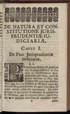 Caput I. De Fine Jurisprudentiæ judiciatiæ.