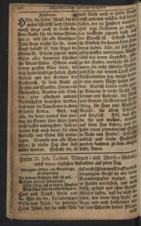 Herrn D. Joh. Lassenii Morgen- und Abend-Gebete, nebst denen täglichen Andachten auf jeden Tag