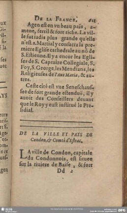De La Ville Et Pays De Condon, & Comté d'Estrac