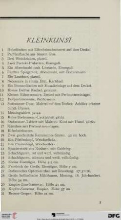 Kleinkunst (Nr. 1-74)