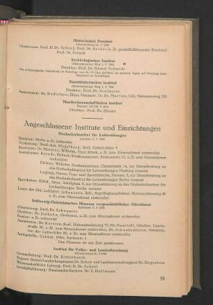 Angeschlossene Institute und Einrichtungen