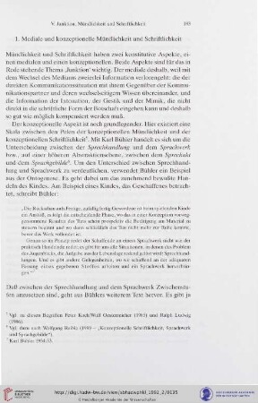 1. Mediale und konzeptionelle Mündlichkeit und Schriftlichkeit