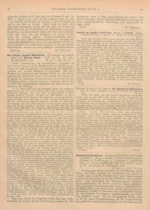 84 [Rezension] Hessen, Johannes, Der augustinische Gottesbeweis, historisch und systematisch dargestellt