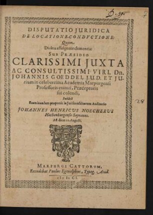 Disputatio Iuridica De Locatione-Conductione