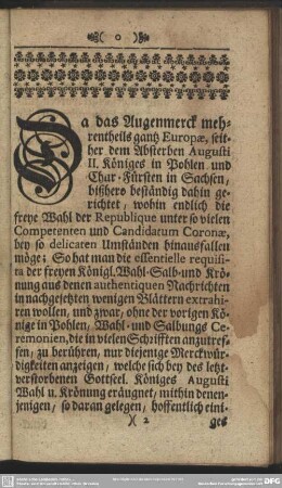 [Kurtzer doch wahrhaffter Bericht von Denen Wahl- Salb- und Krönungs-Ceremonien Derer Könige in Pohlen]