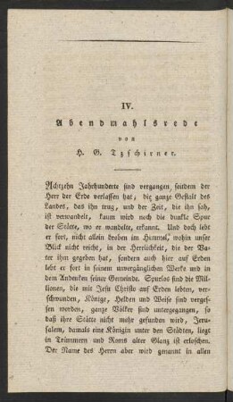 IV. Abendmahlsrede von H. G. Tzschirner
