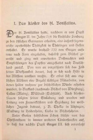 I. Das Kloster des hl. Bonifatius.